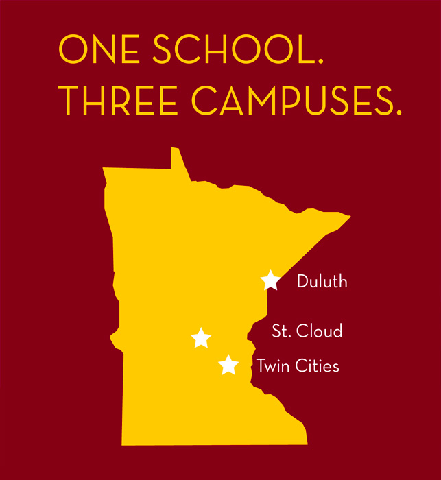 Education map, one school three campuses
